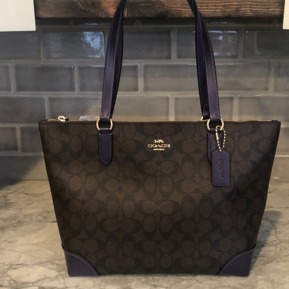 purple and brown coach purse